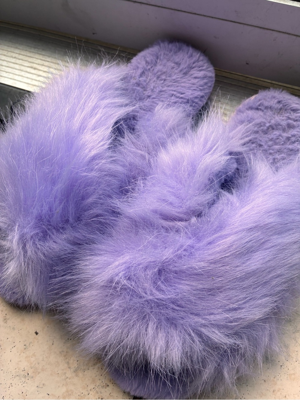 Savage X Fenty Lavender Faux Fur Slide Slippers - Women